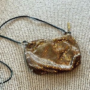 Whiting and Davis vintage bronze bag.